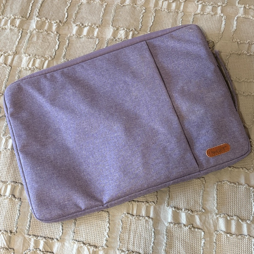 Purple Tablet Sleeve with zipper closure and outside pocket